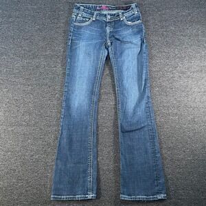 Rock and Roll Cowgirl Jeans Womens 28 Blue Good Low Rise Studded Bootcut WD-7333